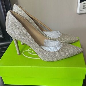 Sam Edelman Hazel Pointed-Toe Pump in Light Gold Mesh